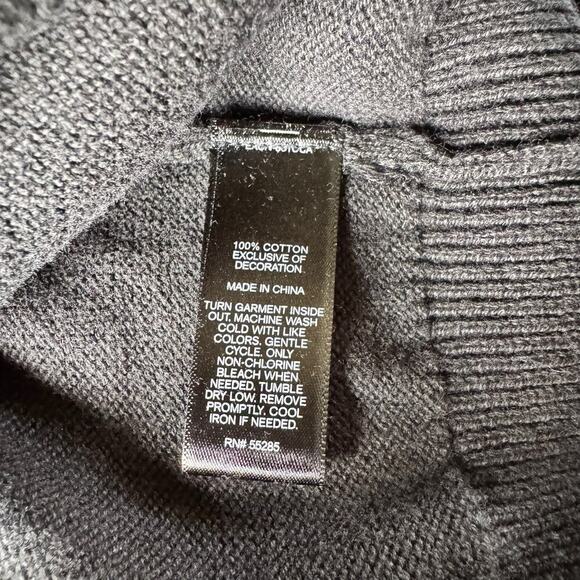 Express V Neck Cotton Pullover Men Sweater Size Medium Black Embroidered Logo - Picture 5 of 8